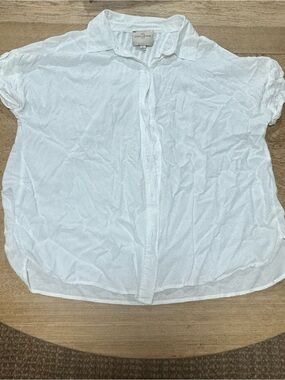 Caslon White Short-Sleeve Button-Front Blouse